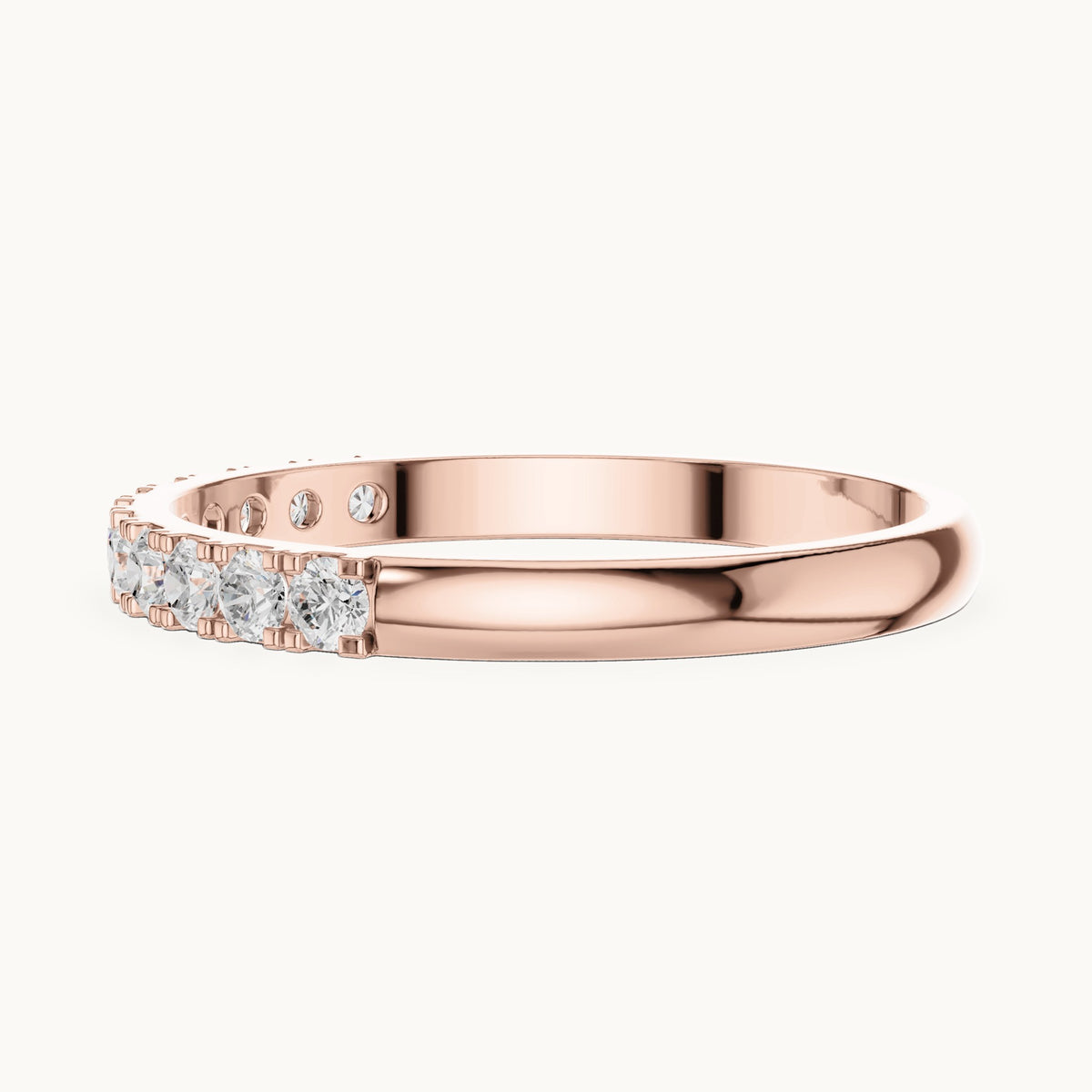 Round lab-grown diamond shared-prong half eternity band in rose gold, 0.275 CT TW, view 3