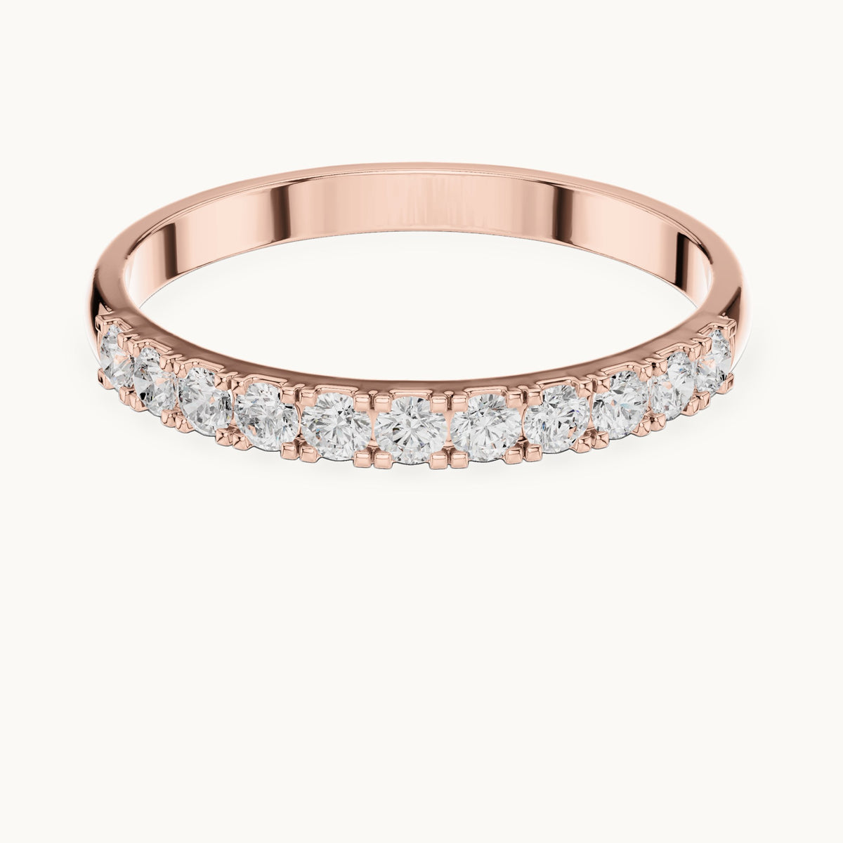 Round lab-grown diamond shared-prong half eternity band in rose gold, 0.275 CT TW, view 4