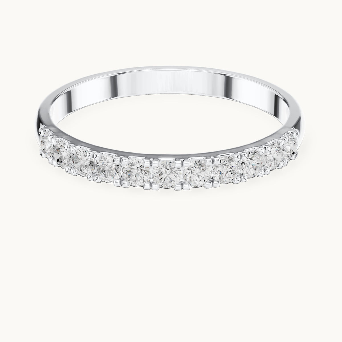 Round lab-grown diamond shared-prong half eternity band in white gold, 0.275 CT TW, view 4