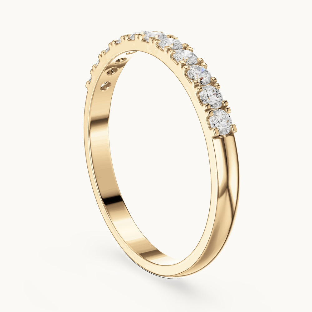 Round lab-grown diamond shared-prong half eternity band in yellow gold, 0.275 CT TW, view 1