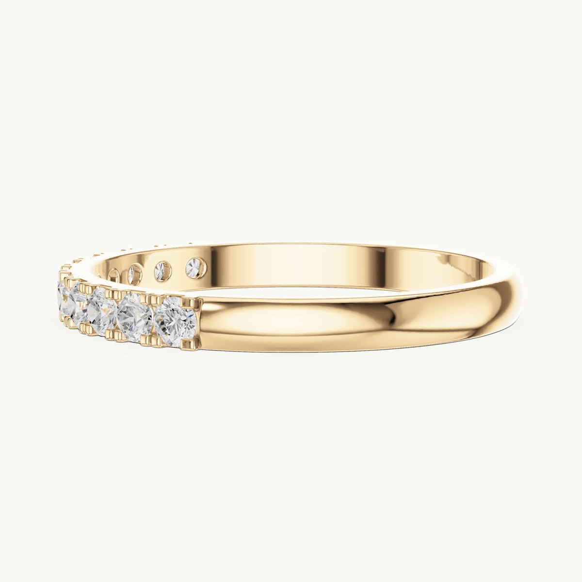 Round lab-grown diamond shared-prong half eternity band in yellow gold, 0.275 CT TW, view 3