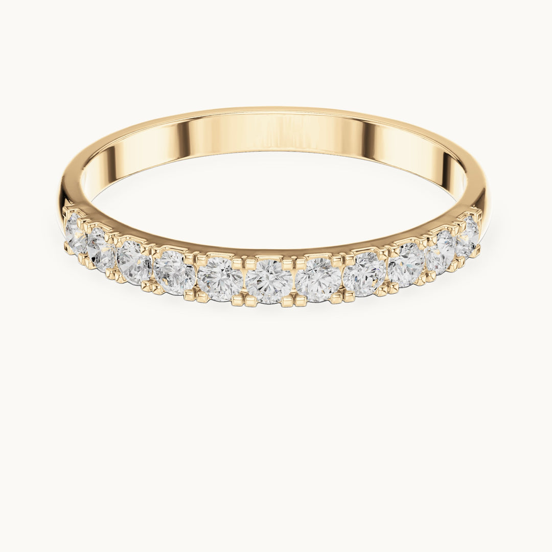 Round lab-grown diamond shared-prong half eternity band in yellow gold, 0.275 CT TW, view 4