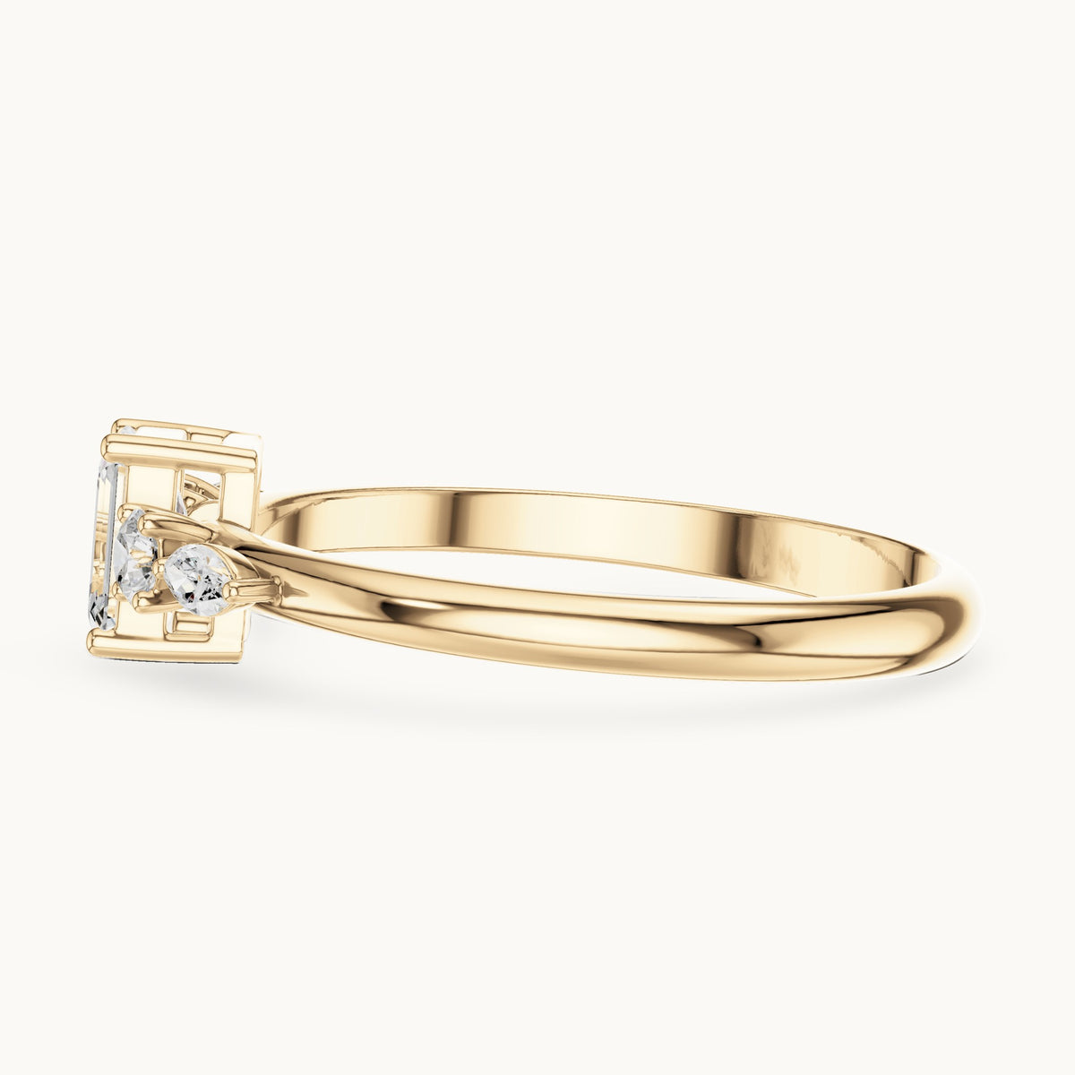 Emerald-cut lab-grown diamond five-stone engagement ring in yellow gold, 0.46 CT TW, view 3