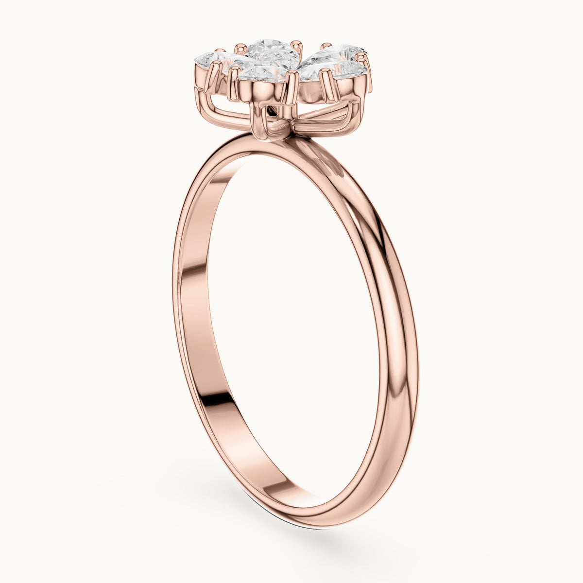 Pear lab-grown diamond flower cluster ring in rose gold, 0.46 CT TW, view 1