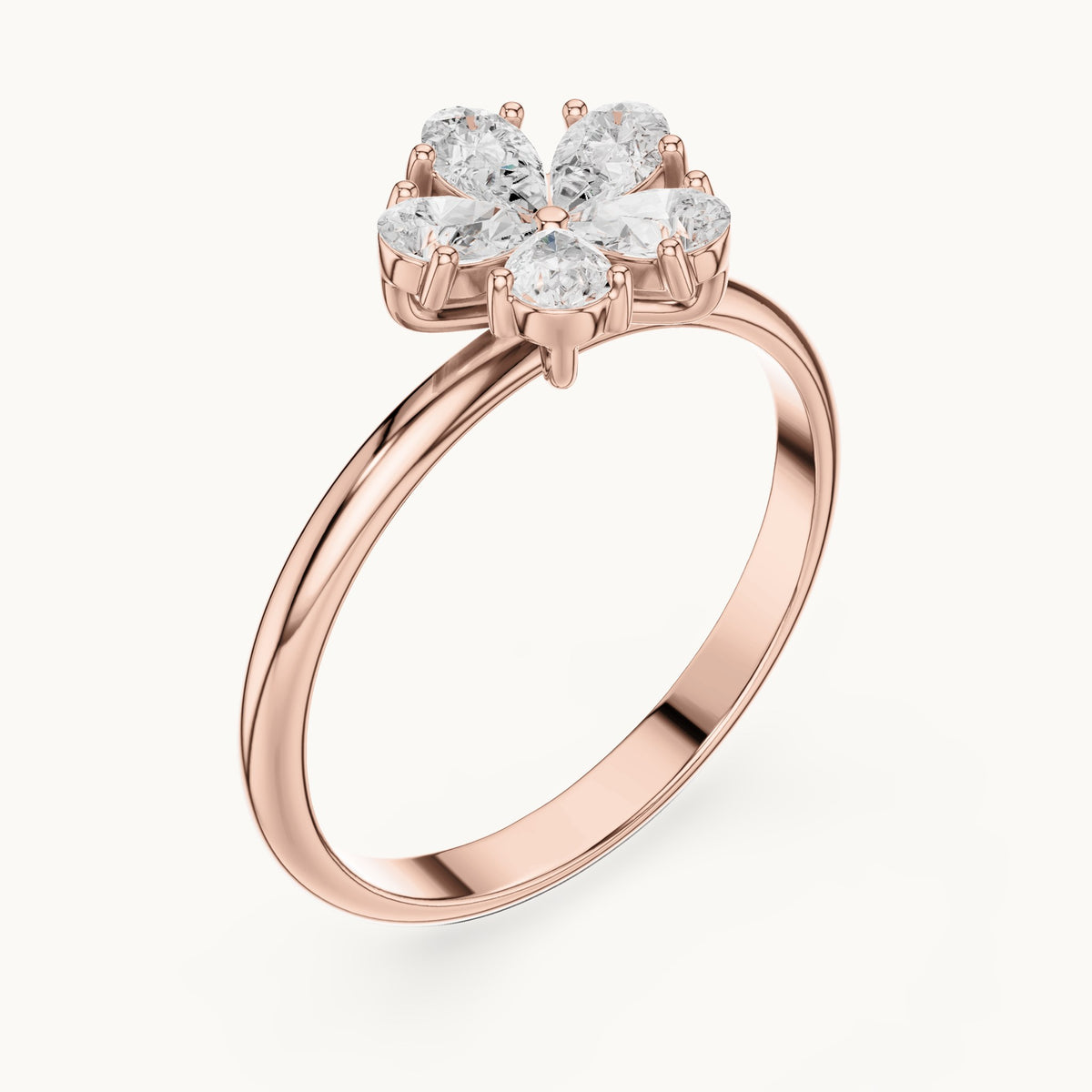 Pear lab-grown diamond flower cluster ring in rose gold, 0.46 CT TW, view 2