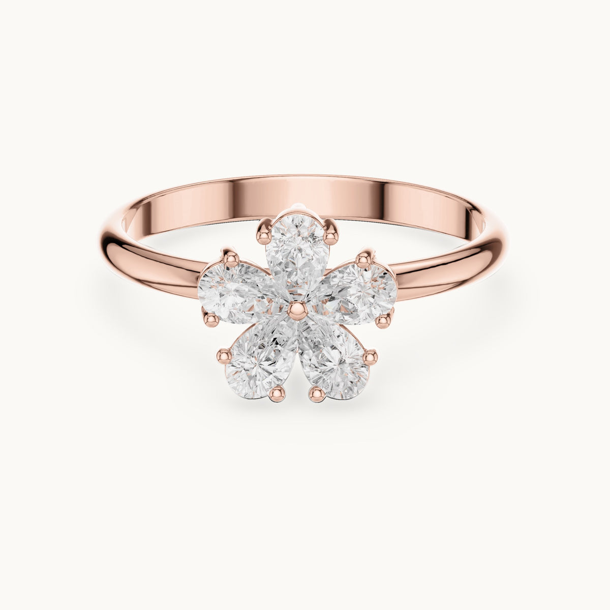 Pear lab-grown diamond flower cluster ring in rose gold, 0.46 CT TW, view 4