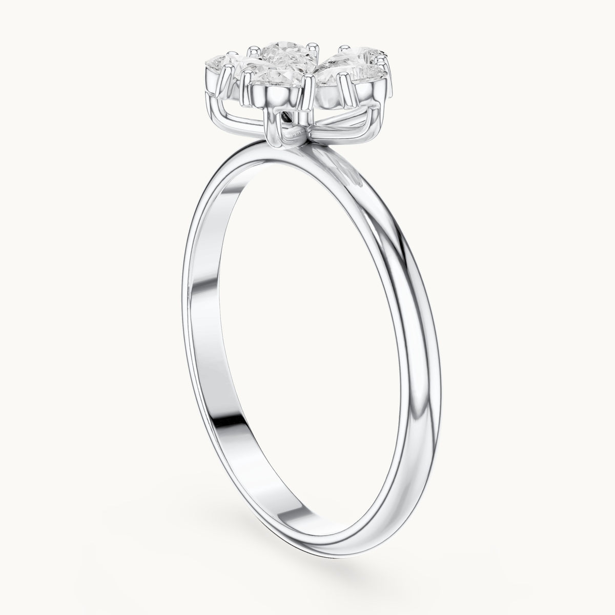 Pear lab-grown diamond flower cluster ring in white gold, 0.46 CT TW, view 1