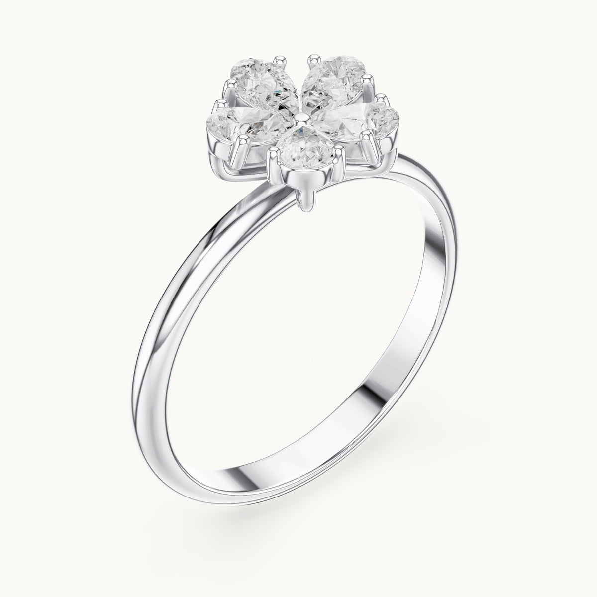 Pear lab-grown diamond flower cluster ring in white gold, 0.46 CT TW, view 2