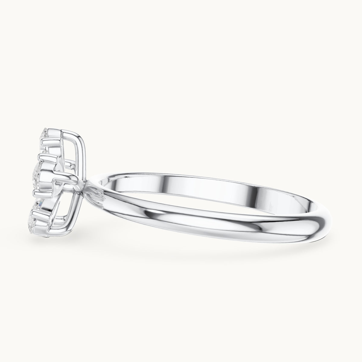 Pear lab-grown diamond flower cluster ring in white gold, 0.46 CT TW, view 3