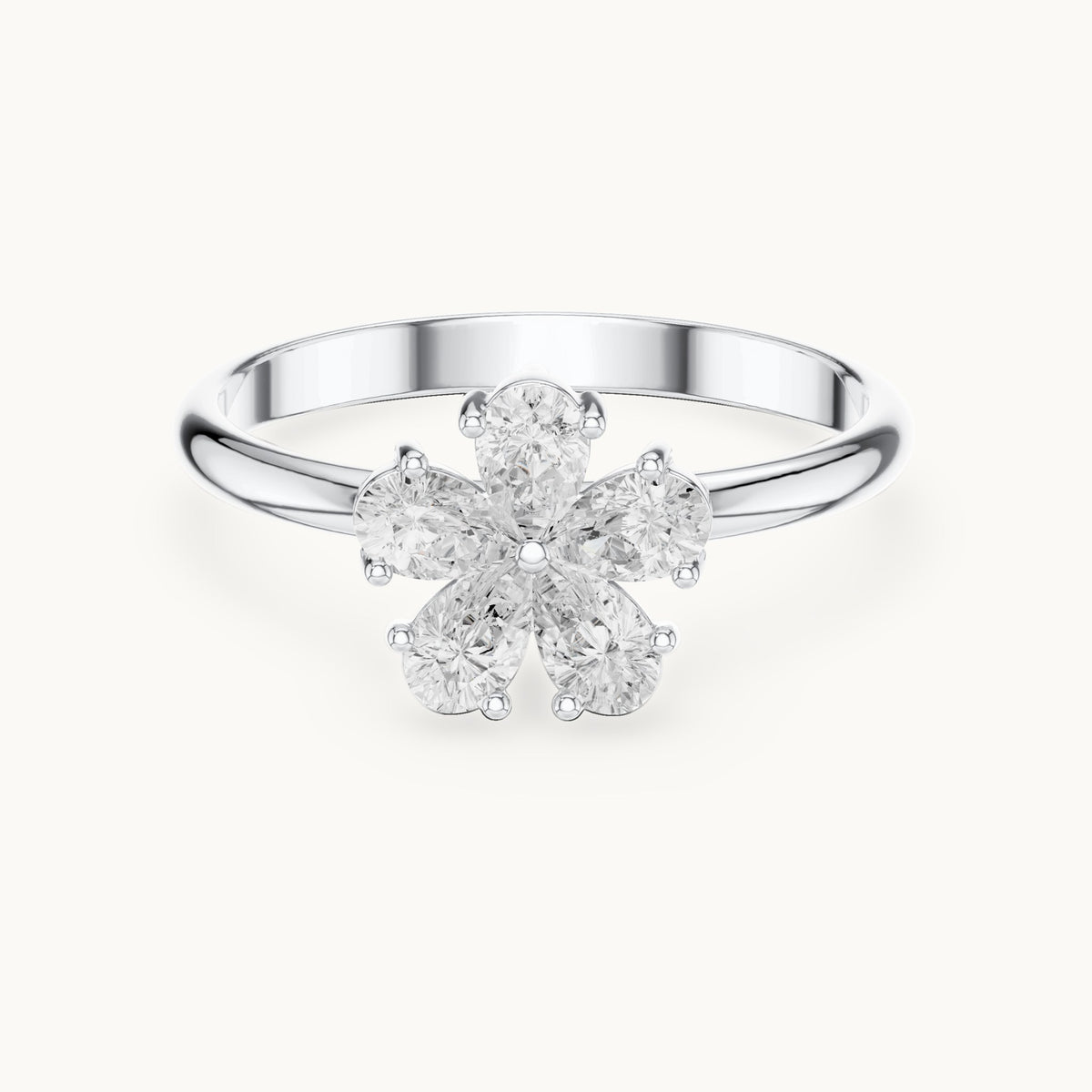 Pear lab-grown diamond flower cluster ring in white gold, 0.46 CT TW, view 4
