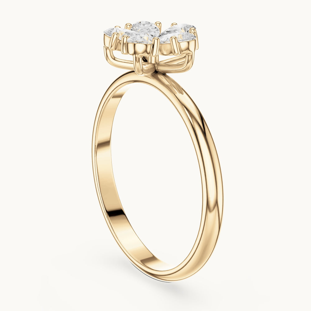 Pear lab-grown diamond flower cluster ring in yellow gold, 0.46 CT TW, view 1