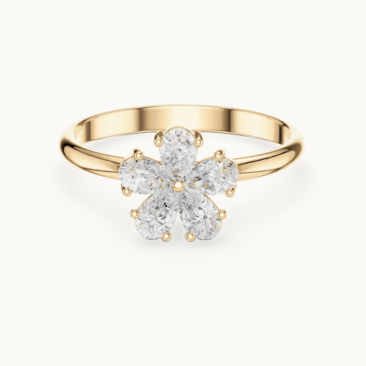Pear lab-grown diamond flower cluster ring in yellow gold, 0.46 CT TW, view 4