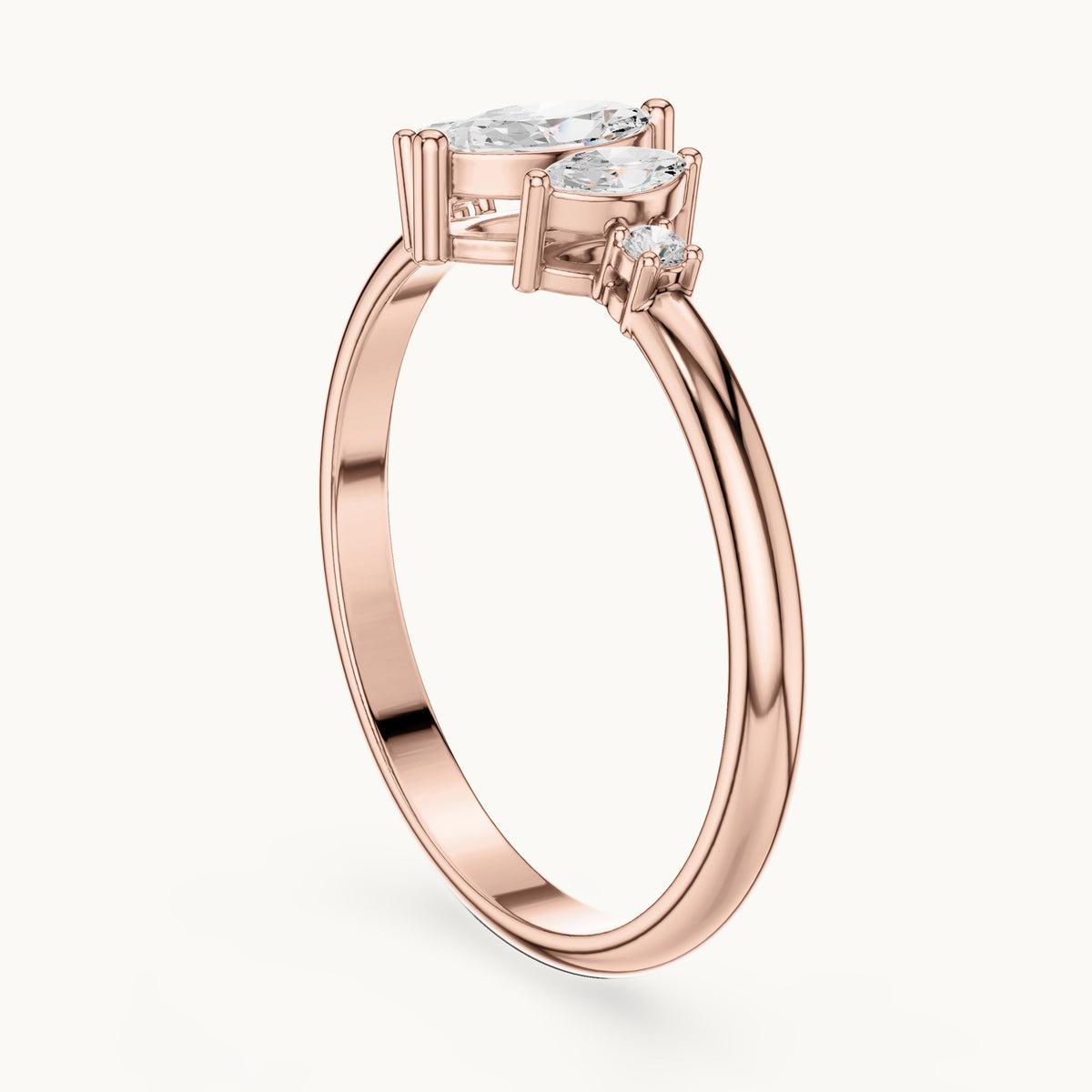 Marquise lab-grown diamond five-stone ring in rose gold, 0.31 CT TW, view 1