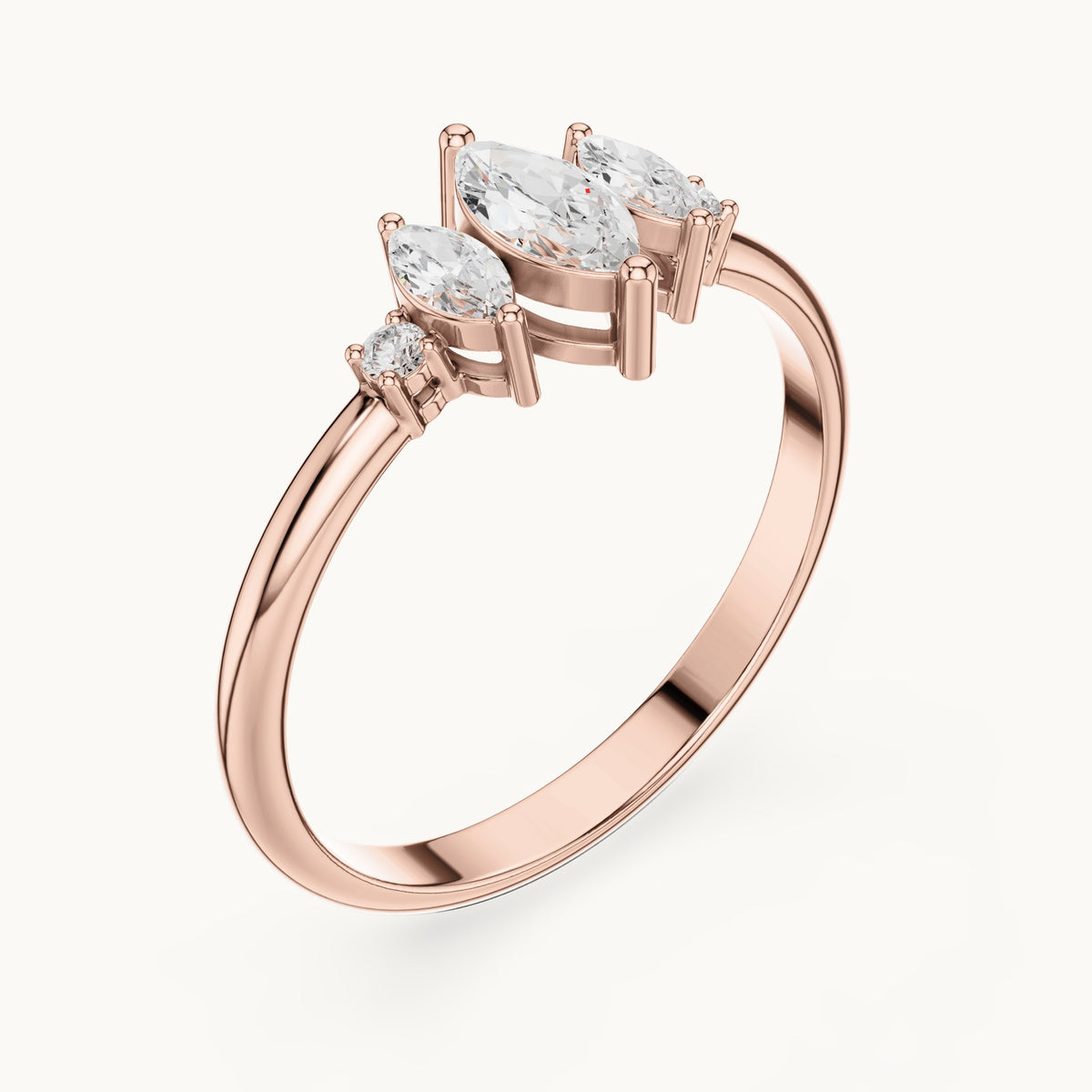 Marquise lab-grown diamond five-stone ring in rose gold, 0.31 CT TW, view 2