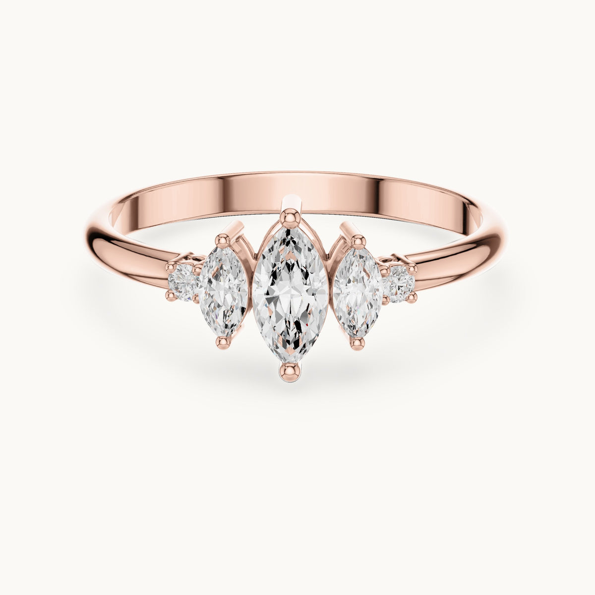 Marquise lab-grown diamond five-stone ring in rose gold, 0.31 CT TW, view 4