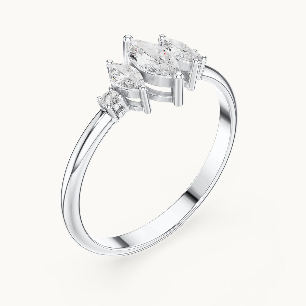 Marquise lab-grown diamond five-stone ring in white gold, 0.31 CT TW, view 2