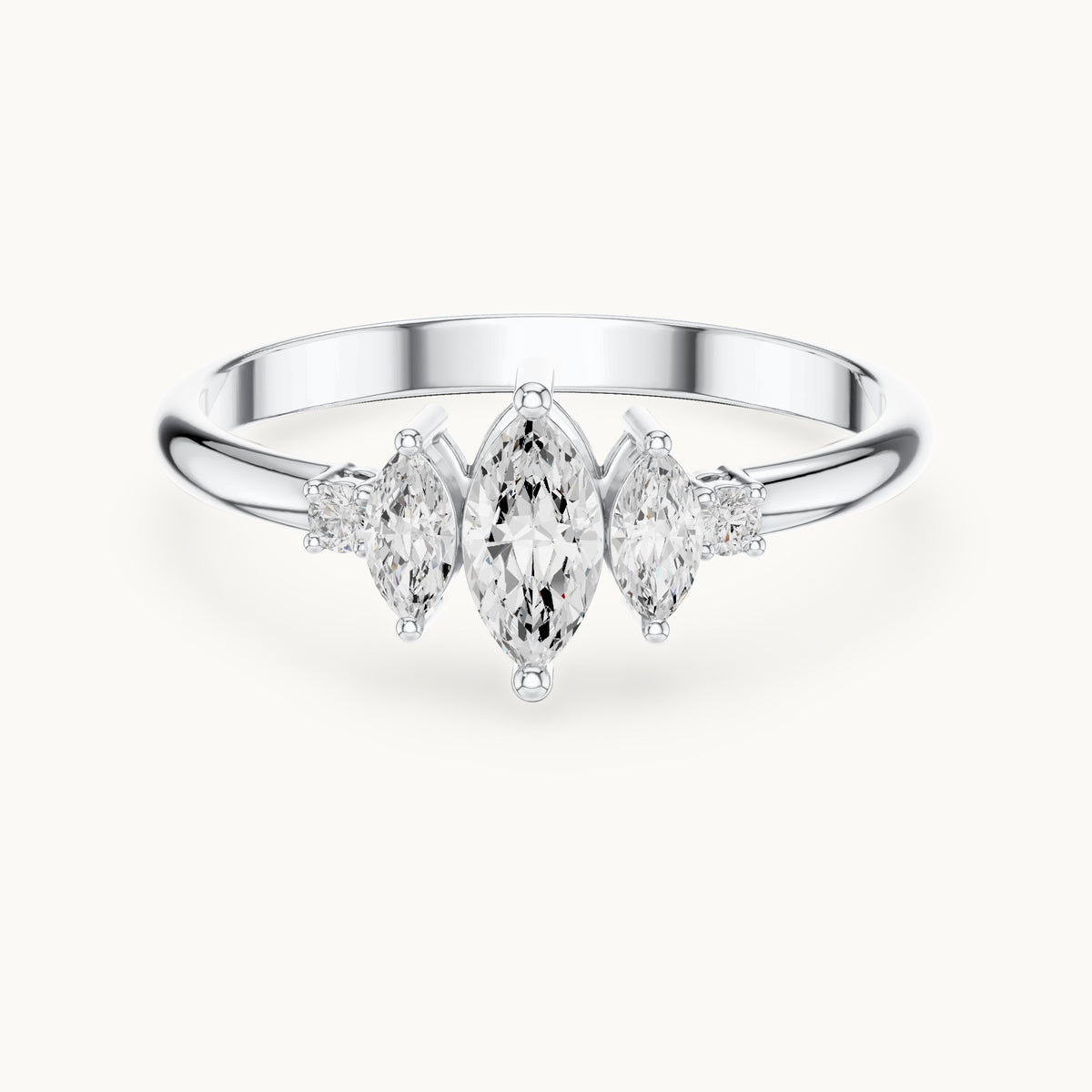 Marquise lab-grown diamond five-stone ring in white gold, 0.31 CT TW, view 4