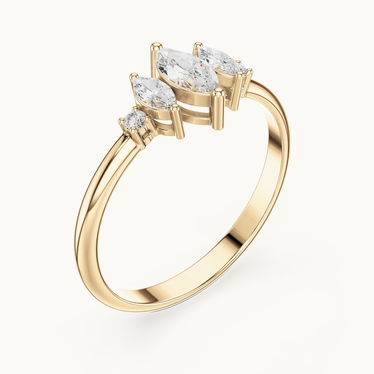 Marquise lab-grown diamond five-stone ring in yellow gold, 0.31 CT TW, view 2