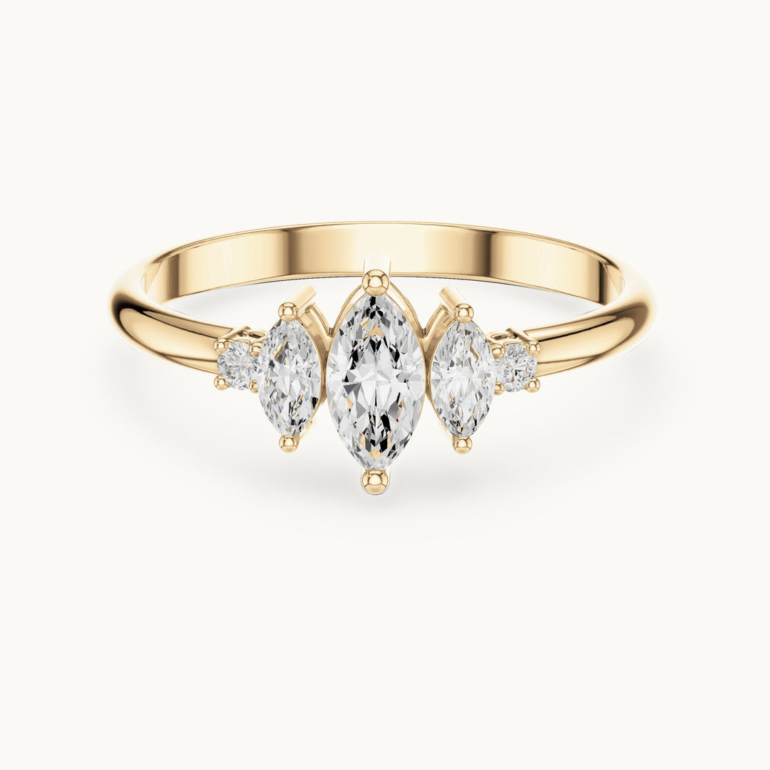 Marquise lab-grown diamond five-stone ring in yellow gold, 0.31 CT TW, view 4