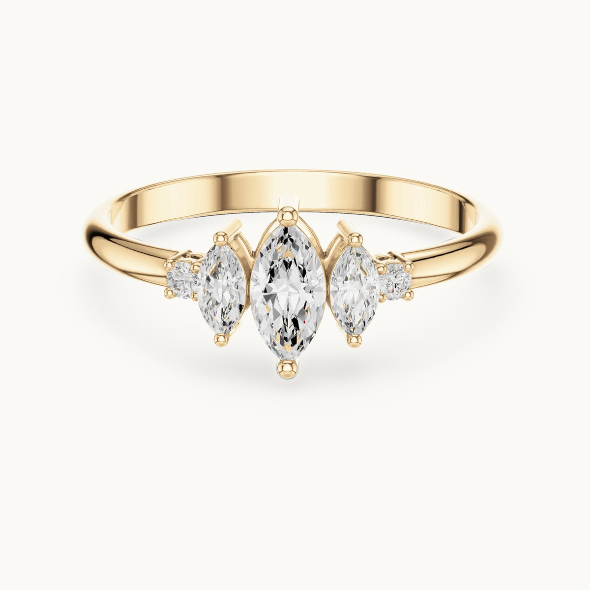Marquise lab-grown diamond five-stone ring in yellow gold, 0.31 CT TW, view 4