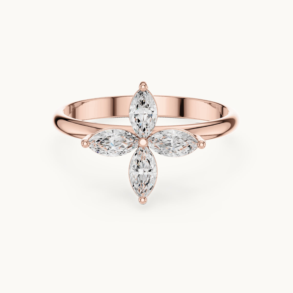 Marquise lab-grown diamond clover flower ring in rose gold, 0.41 CT TW, view 4