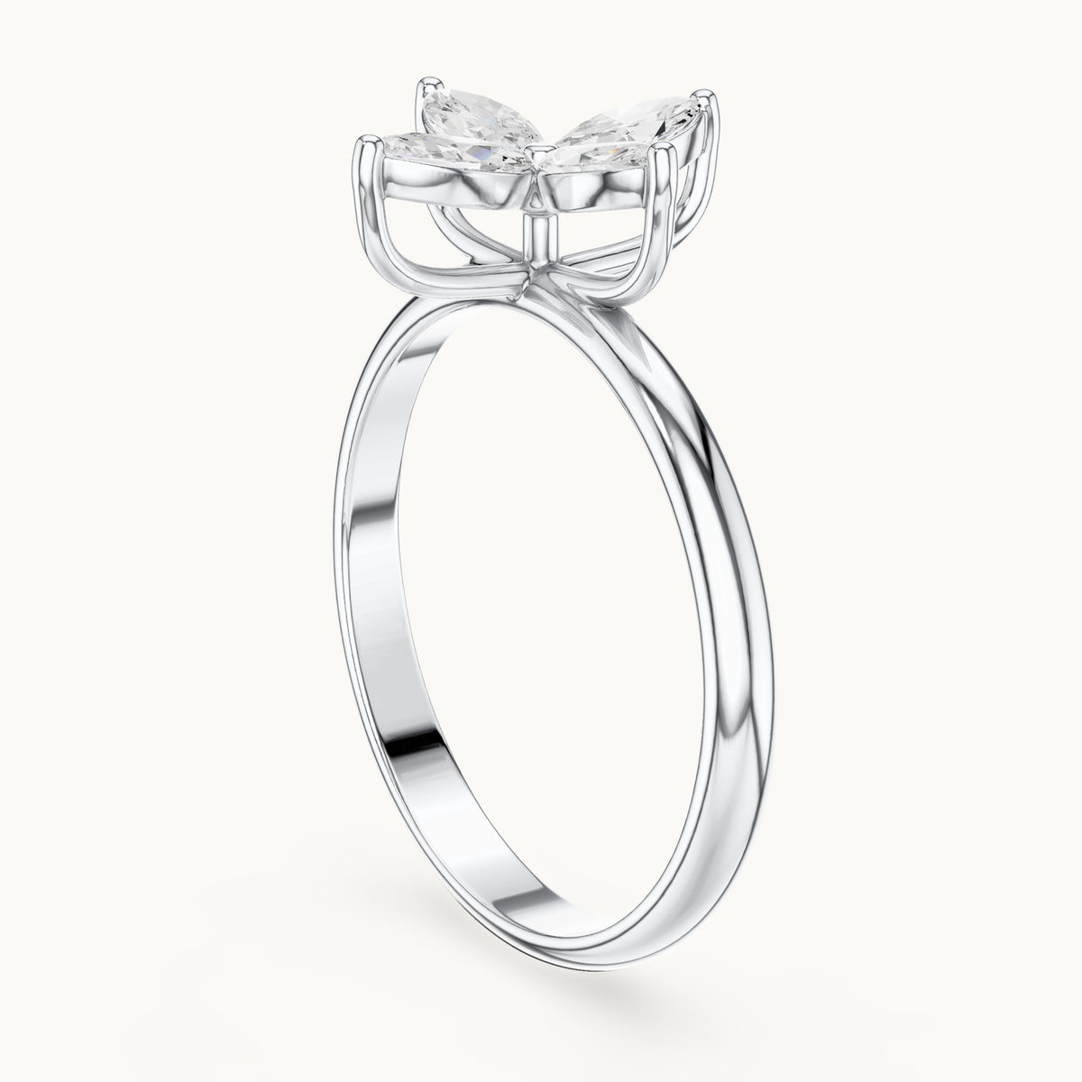 Marquise lab-grown diamond clover flower ring in white gold, 0.41 CT TW, view 1