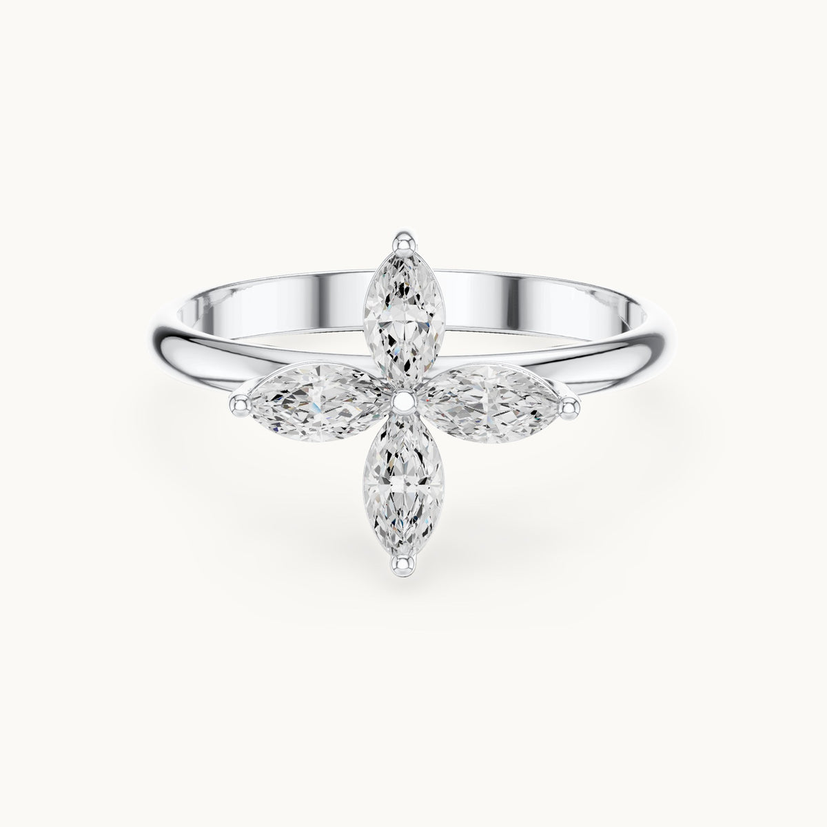 Marquise lab-grown diamond clover flower ring in white gold, 0.41 CT TW, view 4