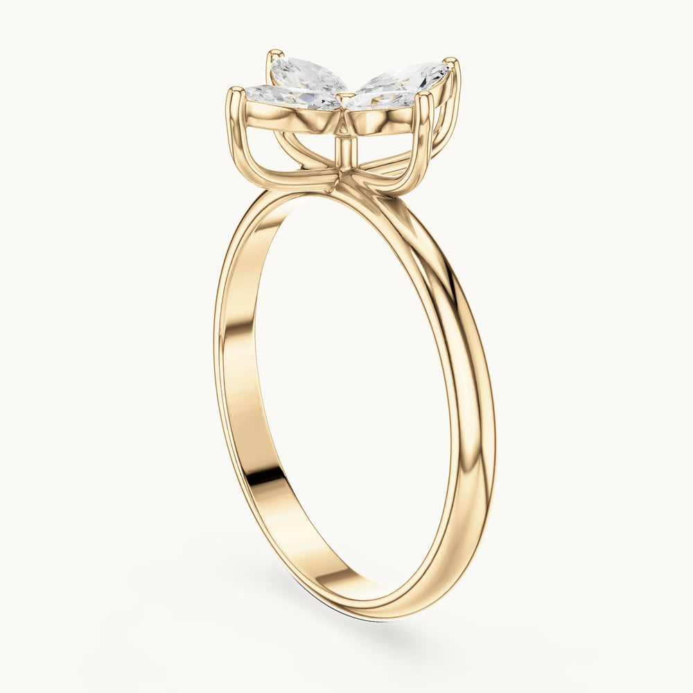 Marquise lab-grown diamond clover flower ring in yellow gold, 0.41 CT TW, view 1