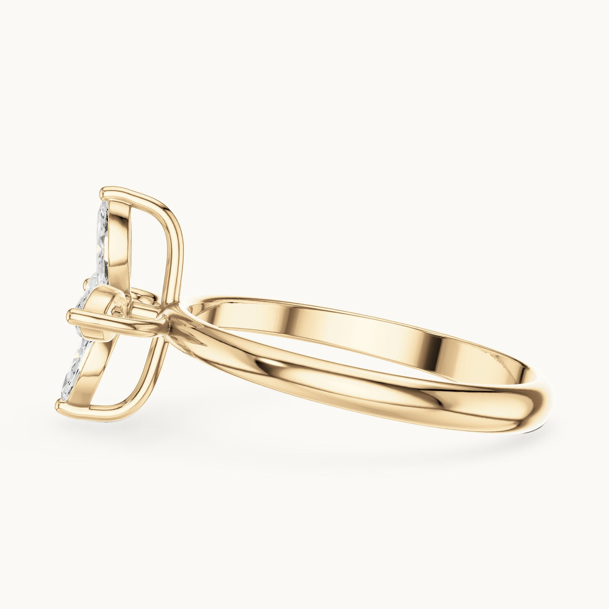 Marquise lab-grown diamond clover flower ring in yellow gold, 0.41 CT TW, view 3