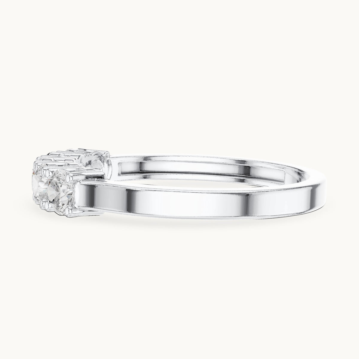 Round lab-grown diamond shared-prong five-stone band in white gold, 0.55 CT TW, view 3