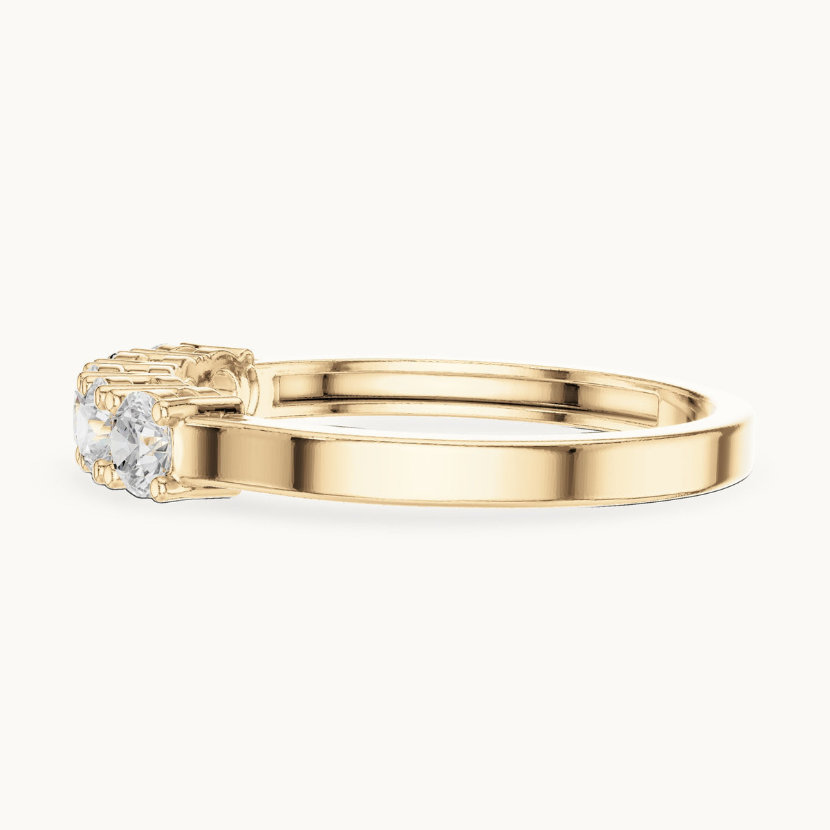 Round lab-grown diamond shared-prong five-stone band in yellow gold, 0.55 CT TW, view 3