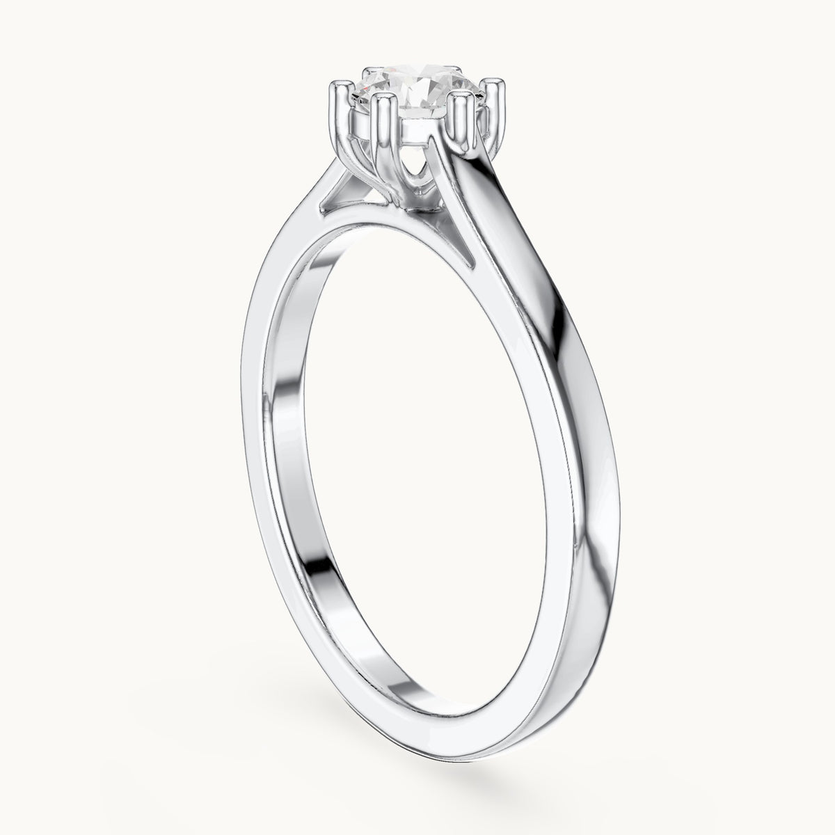 Round lab-grown diamond solitaire engagement ring in white gold, 0.40 CT TW, view 1
