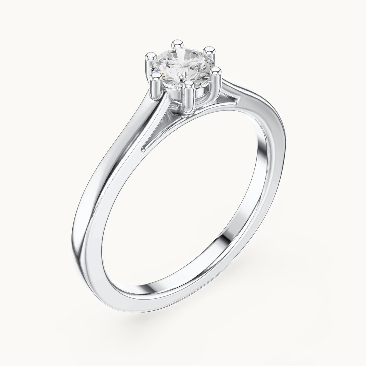 Round lab-grown diamond solitaire engagement ring in white gold, 0.40 CT TW, view 2