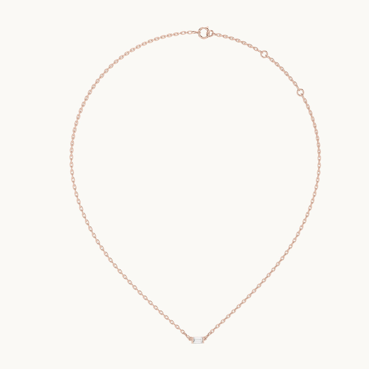 Baguette lab-grown diamond east-west bar pendant in rose gold, 0.31 CT TW, view 1
