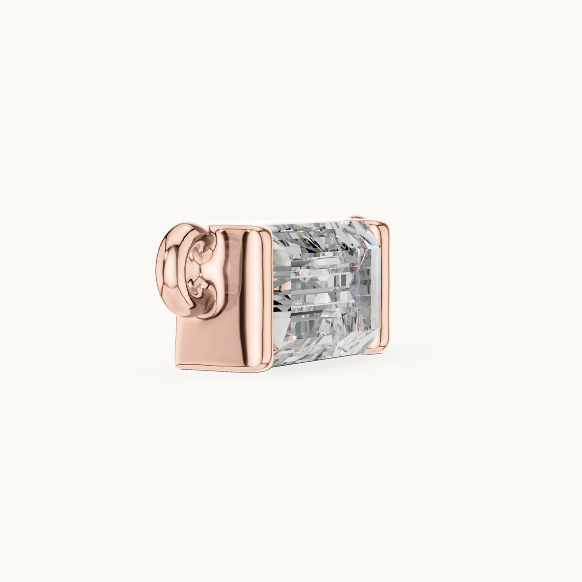 Baguette lab-grown diamond east-west bar pendant in rose gold, 0.31 CT TW, view 3