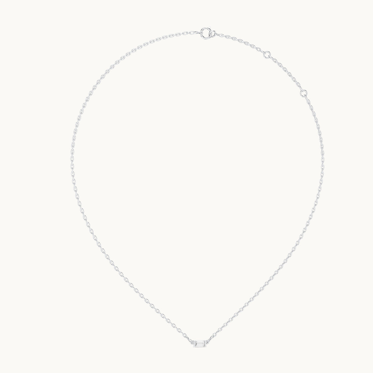 Baguette lab-grown diamond east-west bar pendant in white gold, 0.31 CT TW, view 1