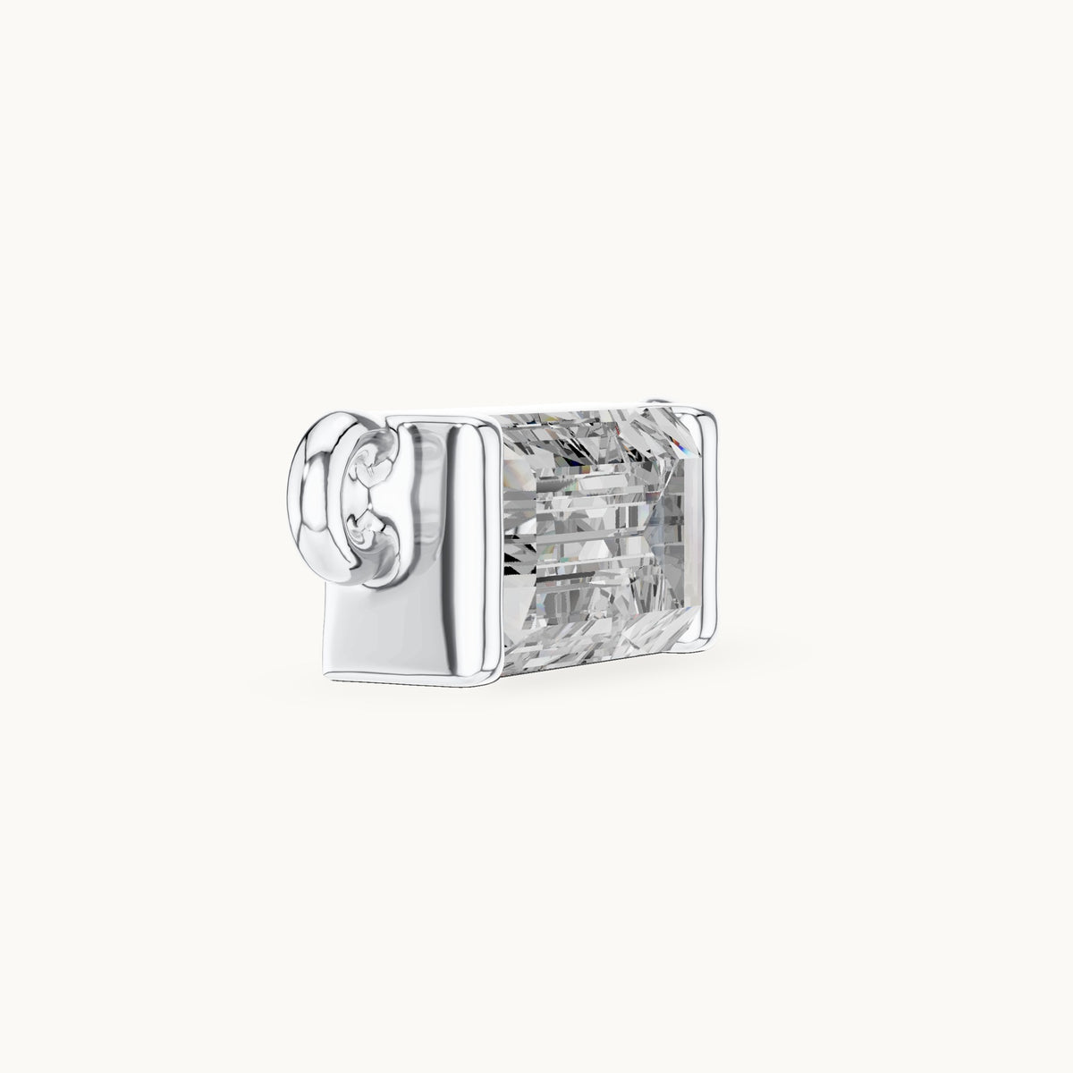 Baguette lab-grown diamond east-west bar pendant in white gold, 0.31 CT TW, view 3