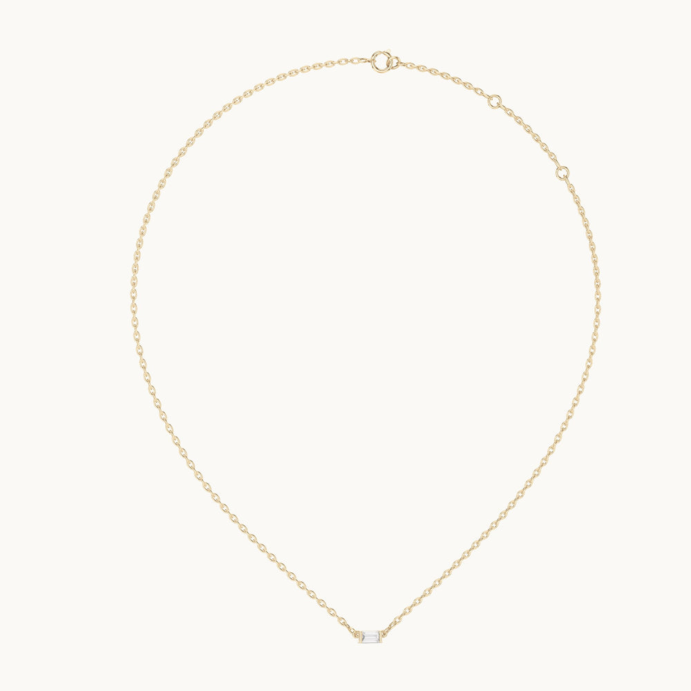 Baguette lab-grown diamond east-west bar pendant in yellow gold, 0.31 CT TW, view 1