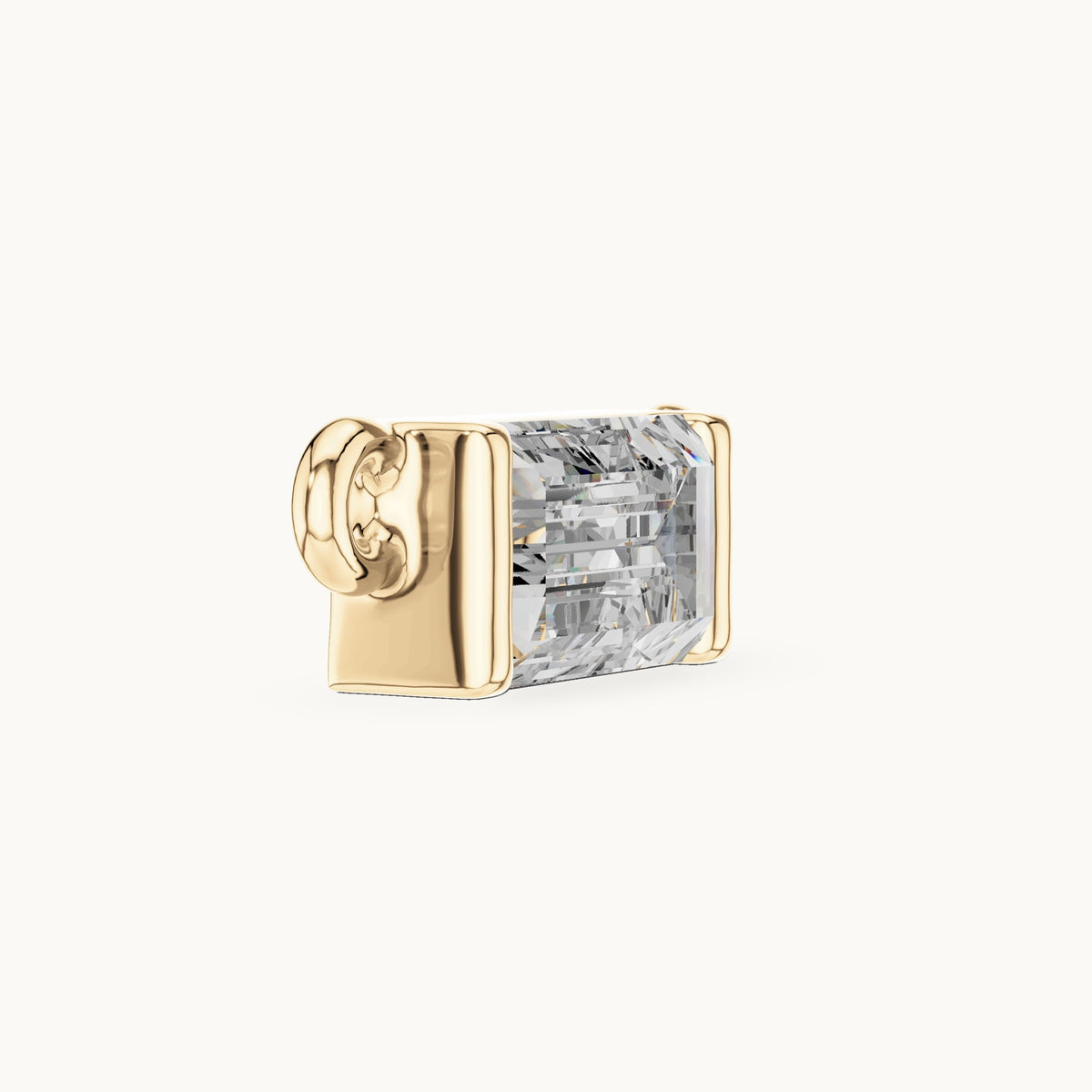 Baguette lab-grown diamond east-west bar pendant in yellow gold, 0.31 CT TW, view 3