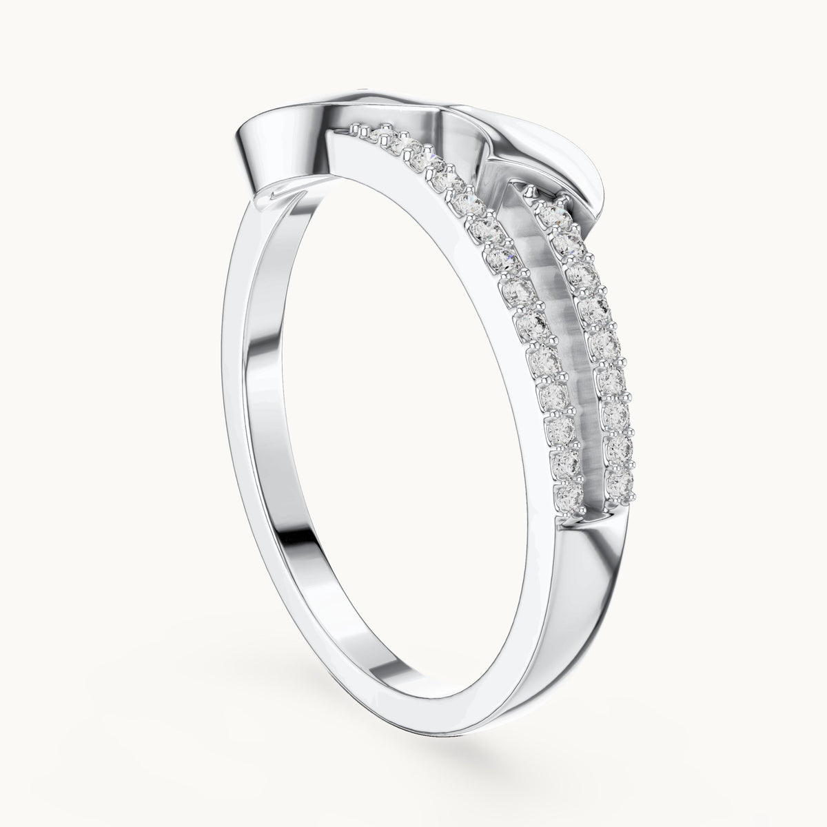 Round lab-grown diamond bypass ring in white gold, 0.109 CT TW, view 1