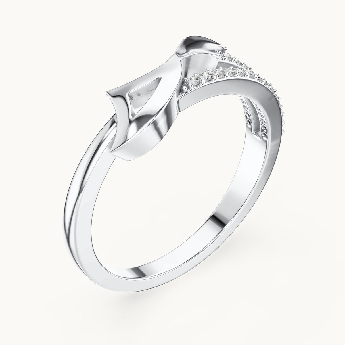 Round lab-grown diamond bypass ring in white gold, 0.109 CT TW, view 2