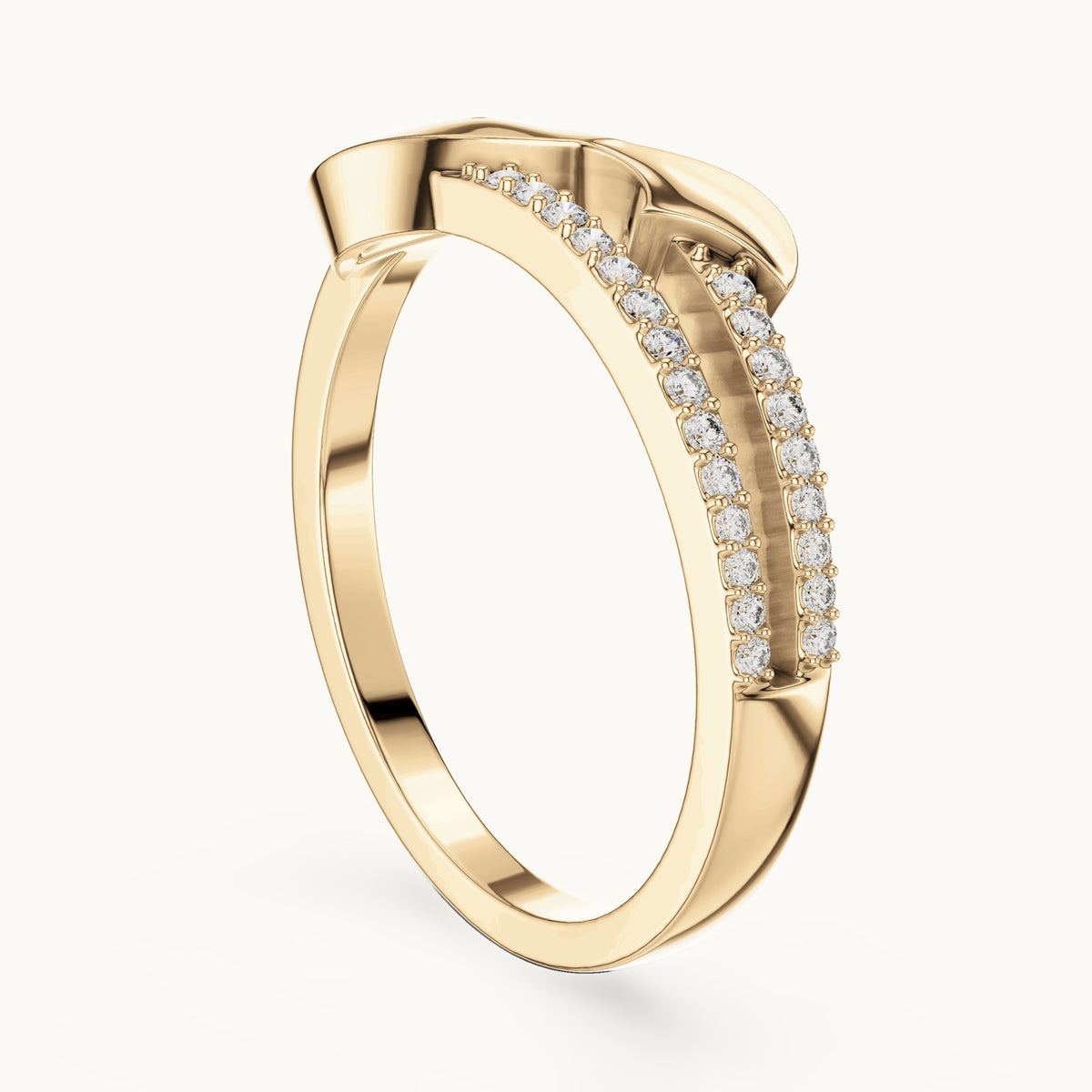 Round lab-grown diamond bypass ring in yellow gold, 0.109 CT TW, view 1