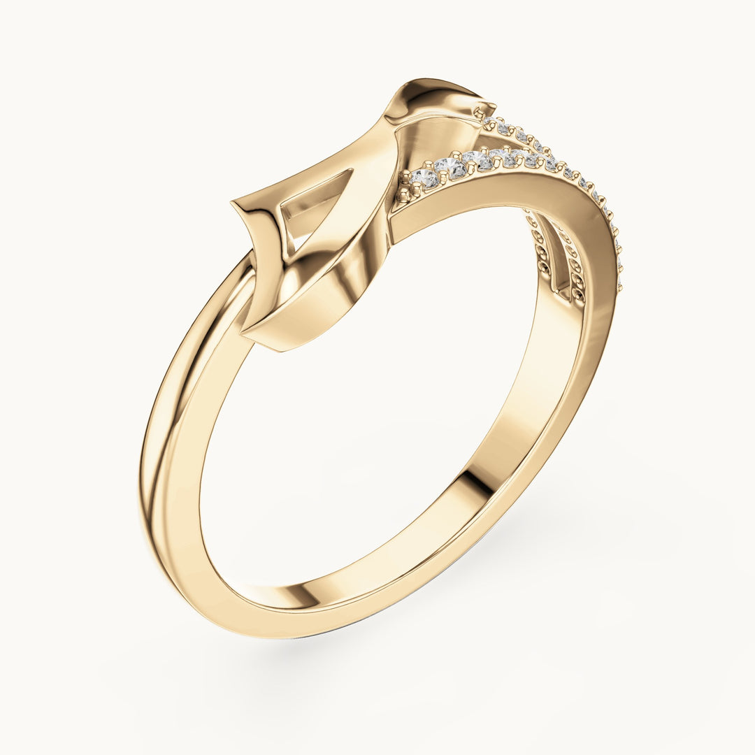 Round lab-grown diamond bypass ring in yellow gold, 0.109 CT TW, view 2