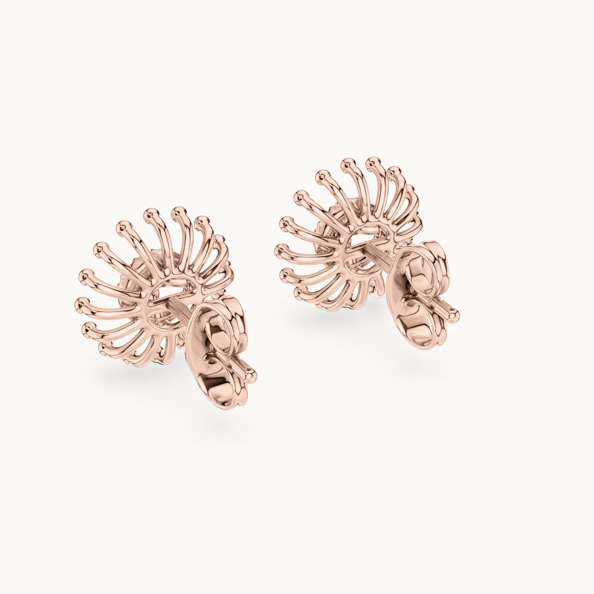 Round lab-grown diamond sunray stud earrings in rose gold, 0.056 CT TW, view 3