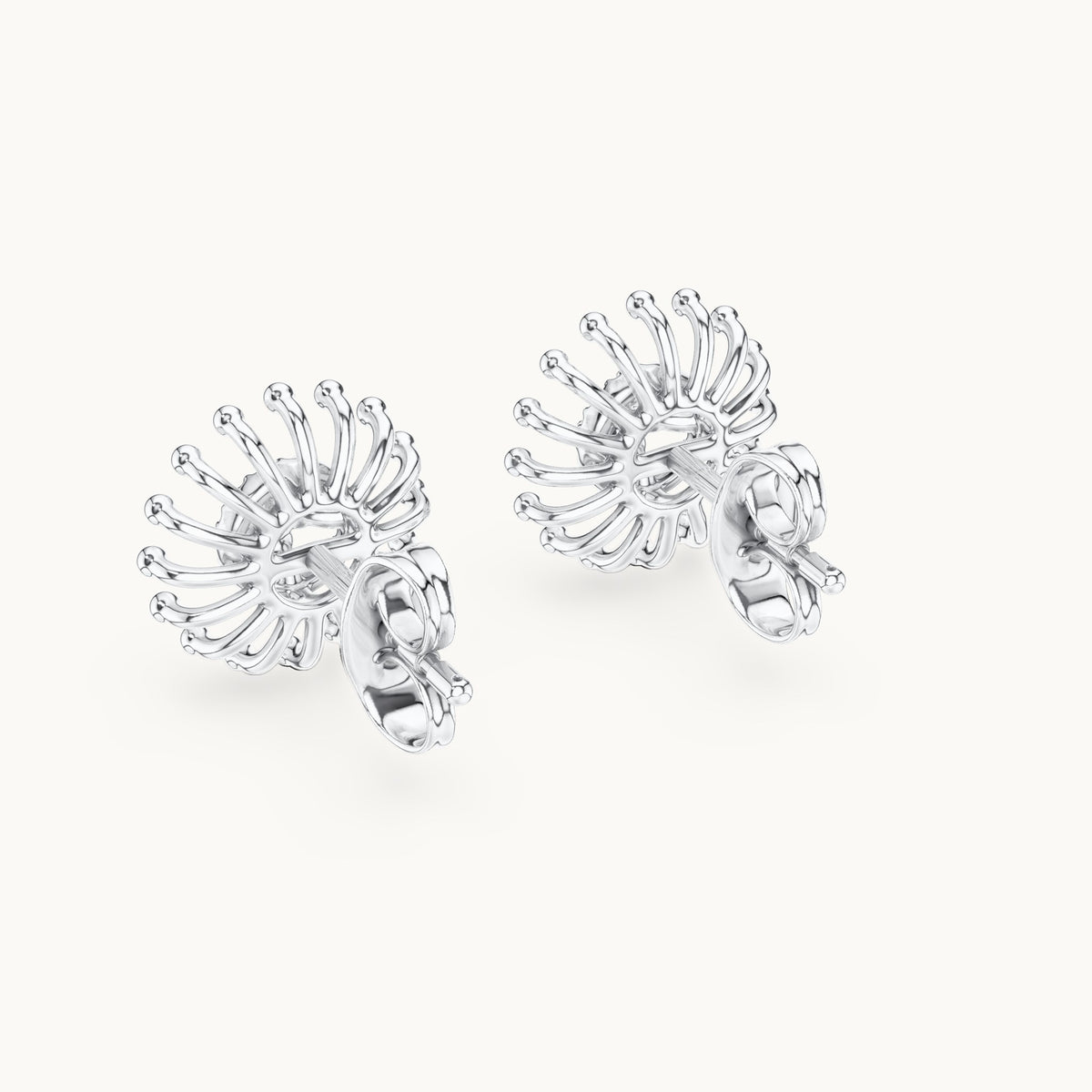 Round lab-grown diamond sunray stud earrings in white gold, 0.056 CT TW, view 3