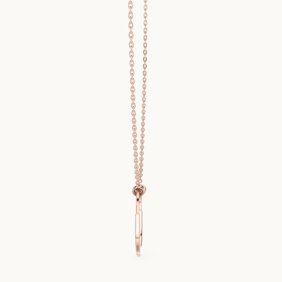 Round lab-grown diamond pave open oval pendant in rose gold, 0.105 CT TW, view 3