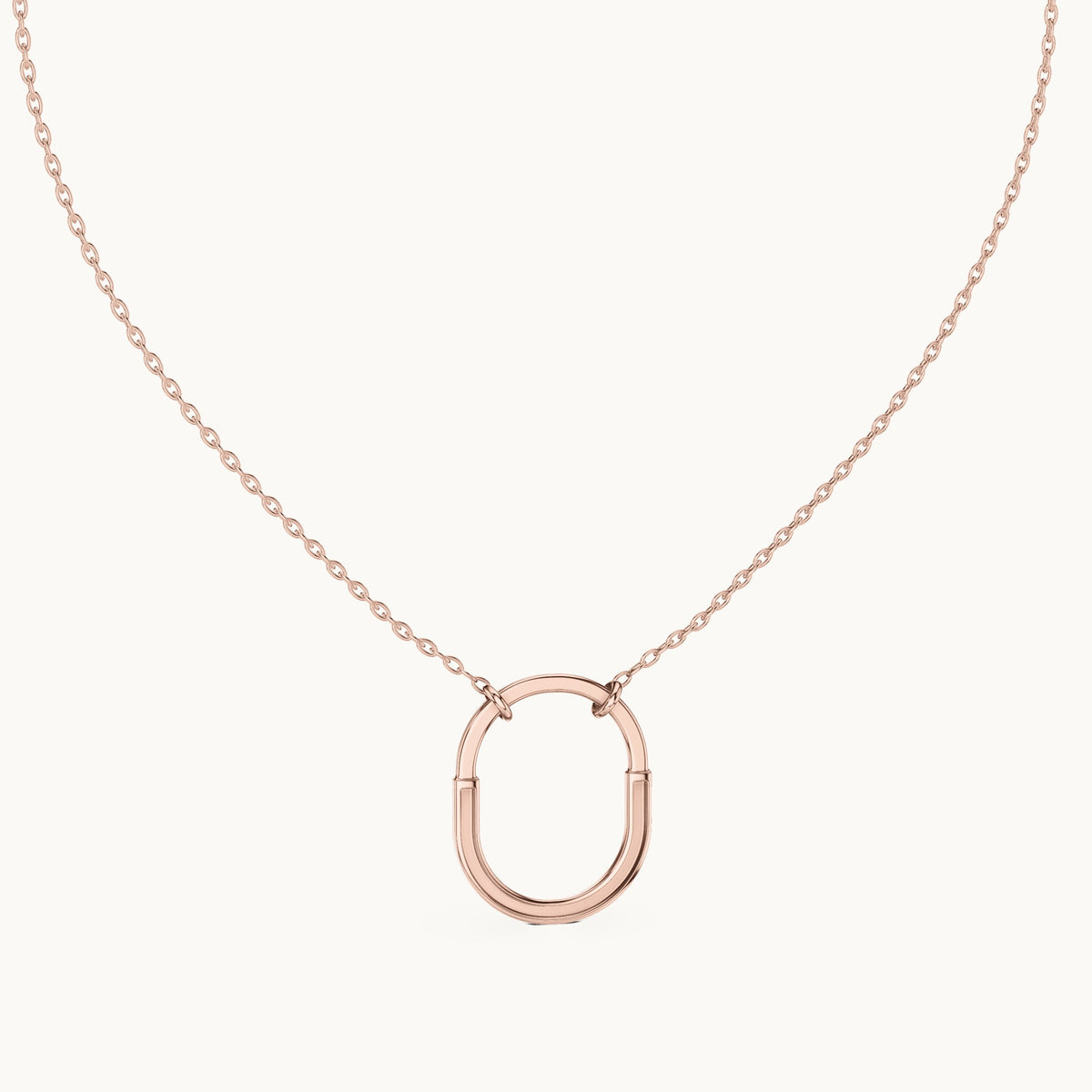 Round lab-grown diamond pave open oval pendant in rose gold, 0.105 CT TW, view 4