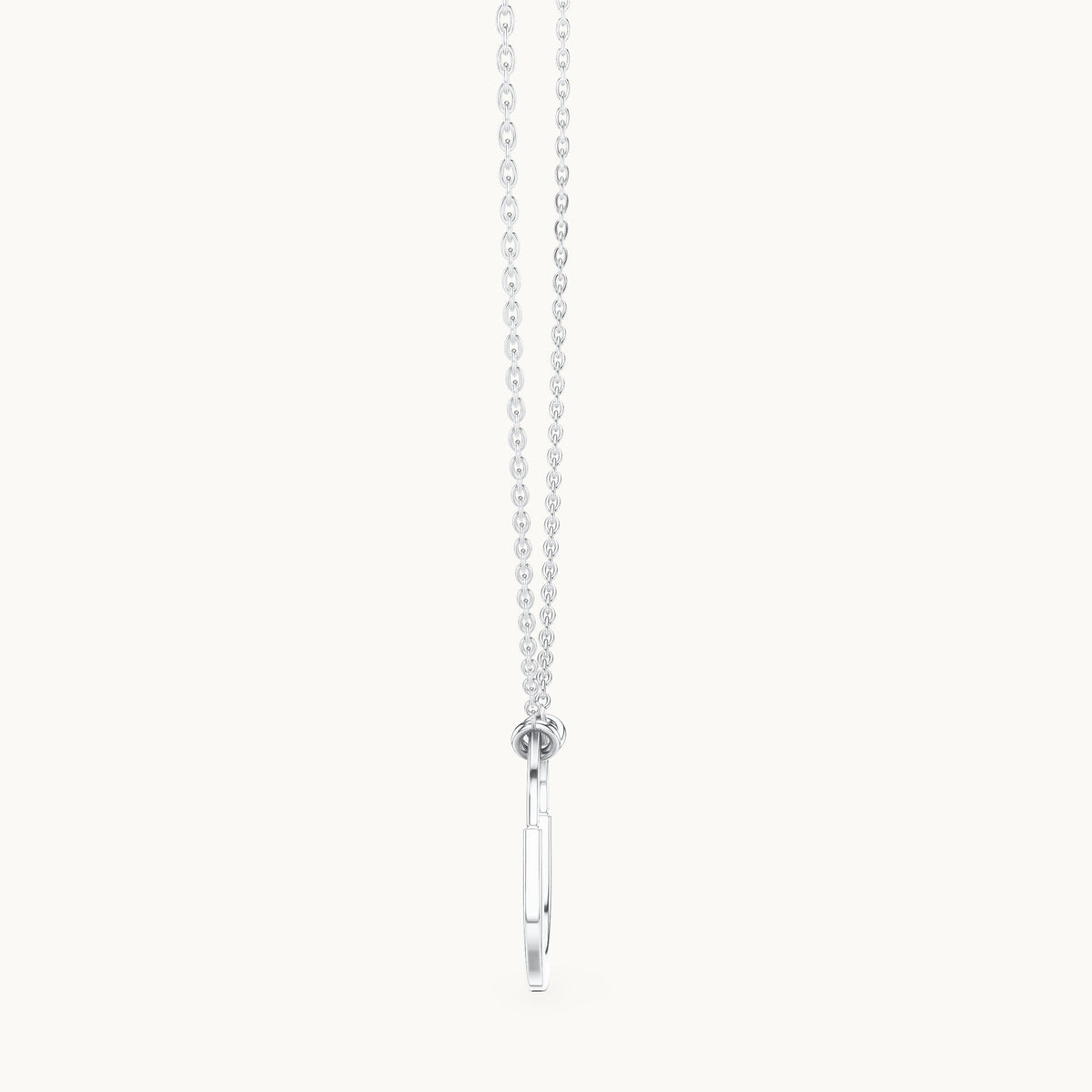 Round lab-grown diamond pave open oval pendant in white gold, 0.105 CT TW, view 3
