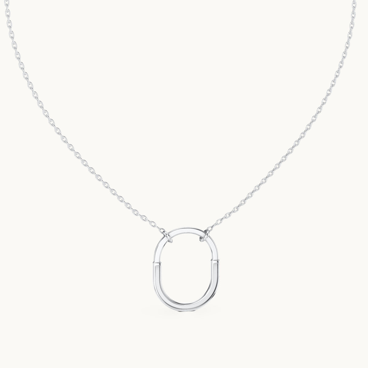 Round lab-grown diamond pave open oval pendant in white gold, 0.105 CT TW, view 4