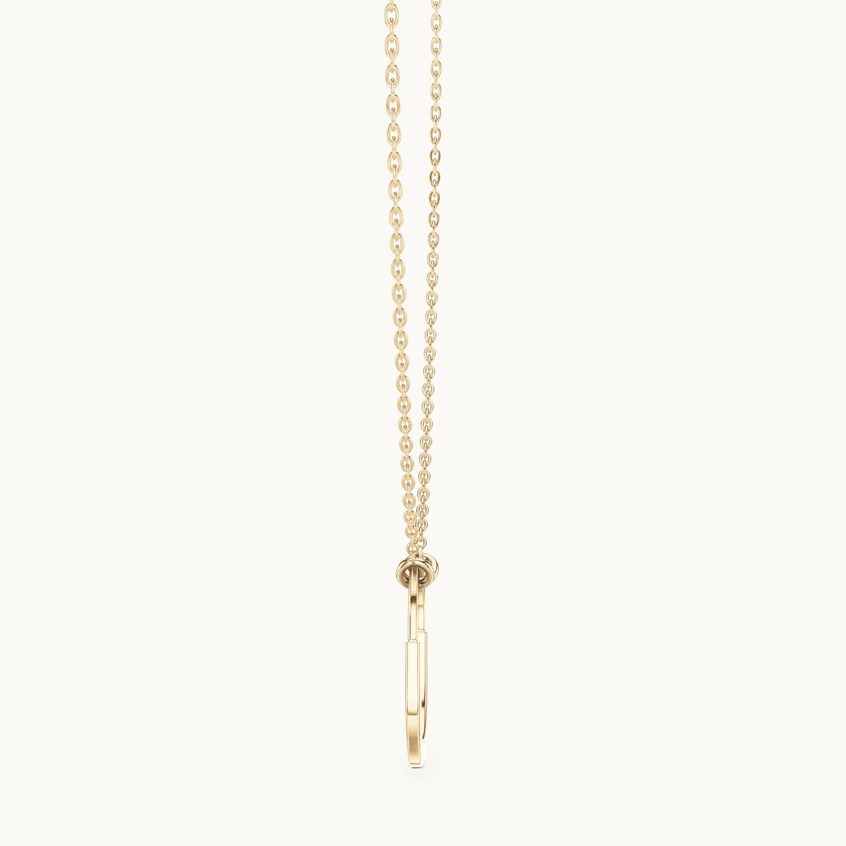 Round lab-grown diamond pave open oval pendant in yellow gold, 0.105 CT TW, view 3